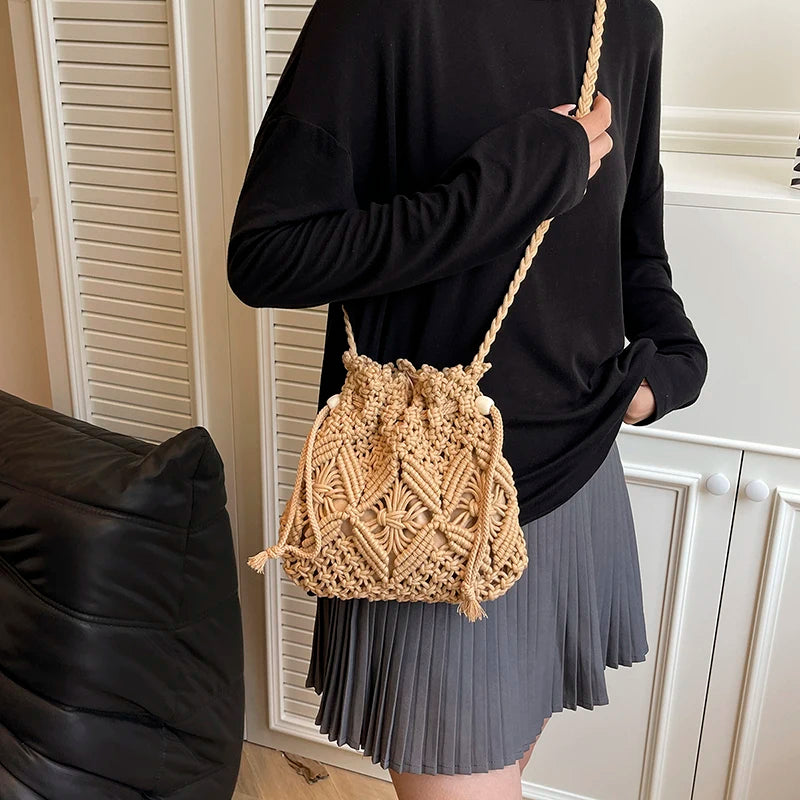 LEFTSIDE Weave Small Shoulder Bags for Women 2025 New Summer Knit Crossbody Bag Females Weave Raffia Beach Bags Handbags