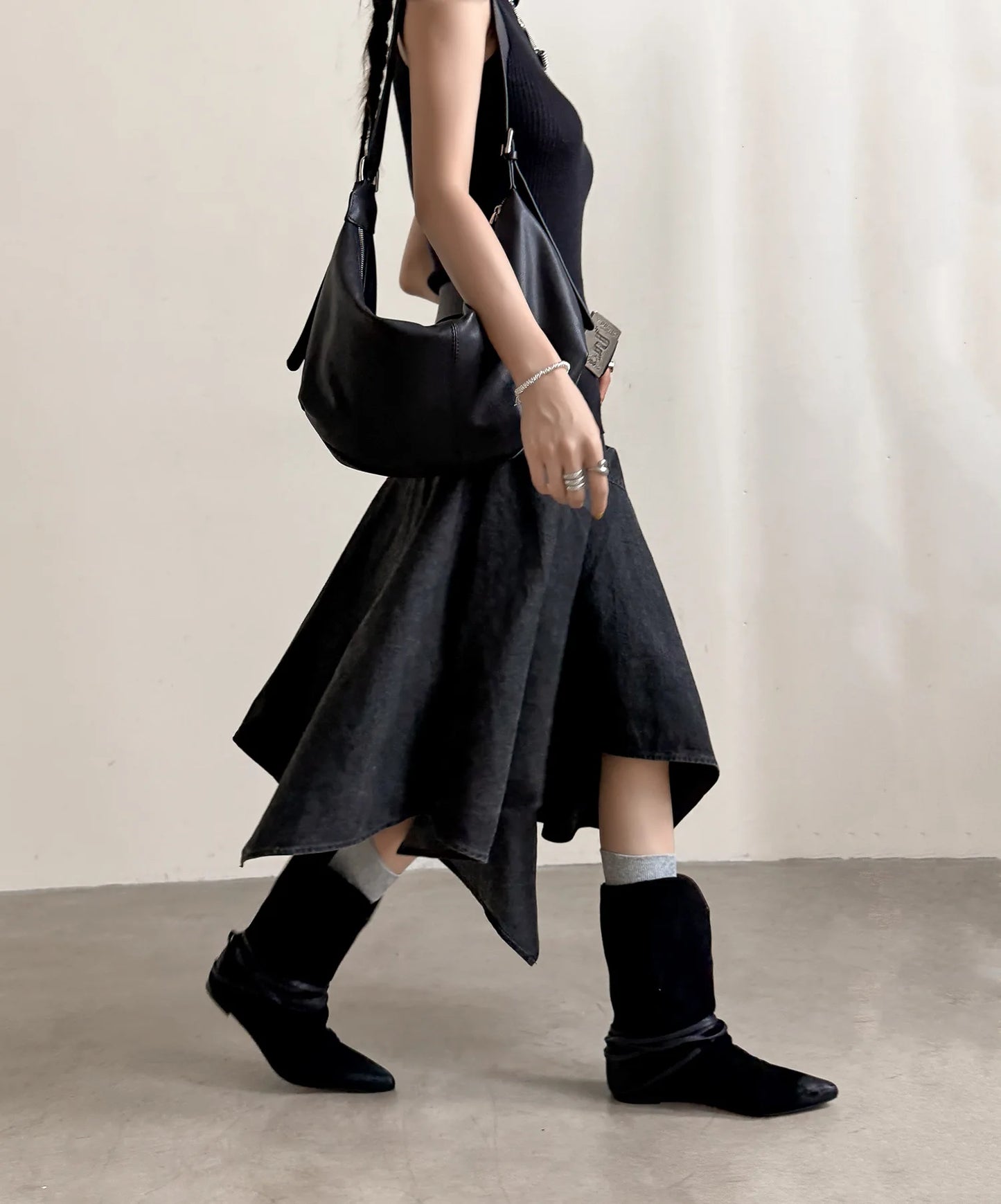 Arden Furtado Autumn Cow Suede Increased Internal Western Boots Pointed Toe Pleated Slip-On Middle Ankle Strap Short Boots