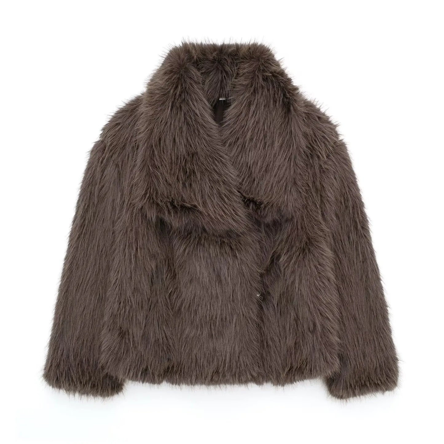 HH 2025 Winter Coats For Women New Artificial Fur Effect Loose Cropped Coat Female Versatile Streetwear Women's Cardigan