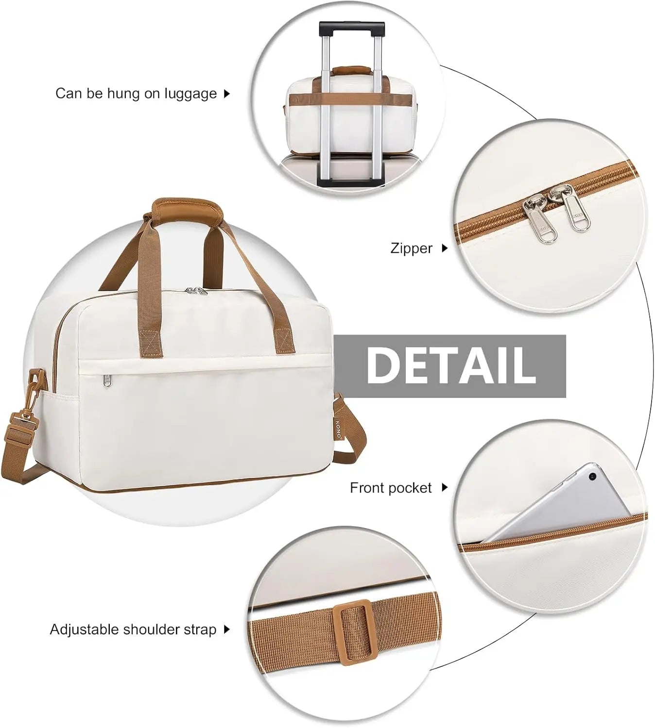 Kono 40X20X25 cm under Seat Bag m ,Lightweight Oxford Cabin Bag, Suitable for Ryanair & Easyjet