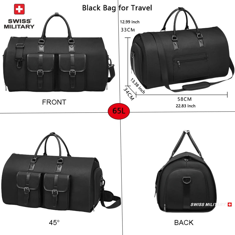 SWISS MILITARY New Men's Business Garment Bags Large Multifunctional Foldable Suit Bag with Shoes Bag Gym Bag Shoulder Bags