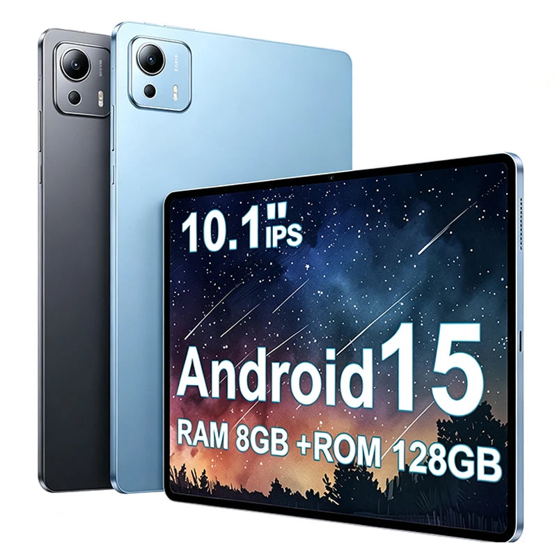 2026 Upgraded 10.1" Android 15 Tablet, Octa-Core 8GB+128GB, WiFi 6, 1280*800 IPS Screen, 5MP+13MP Dual Cameras, 6000mAh Battery