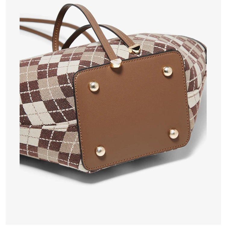 FOXER Brand Chic Women's Shoulder Bag 2026 New Spring Summer Luxury Design Female Handbag Purse Fashion Large Plaid Tote Bag