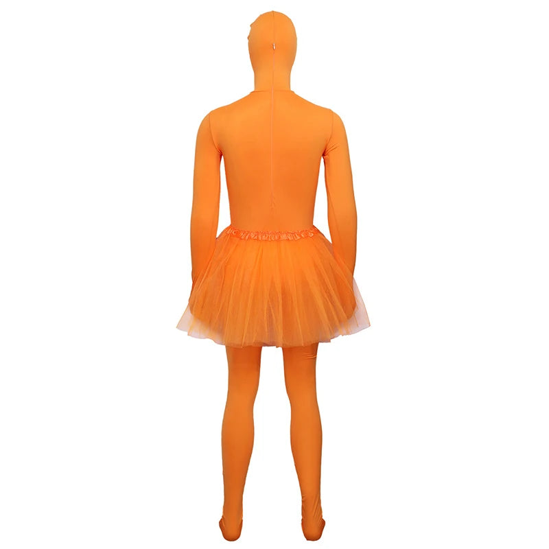 Halloween Costume Spandex Full Body Invisible Suit Orange Solid Color Casual Yellow Mustache and Eyebrow Jumpsuit Costumes 2026