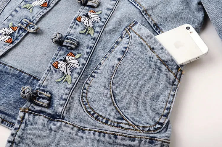 Women 2026 Spring Embroidered  Denim Jacket New Short Jackets Cardigan  Cowboy Coat Basic Jacket  Female Plus Size 3XL