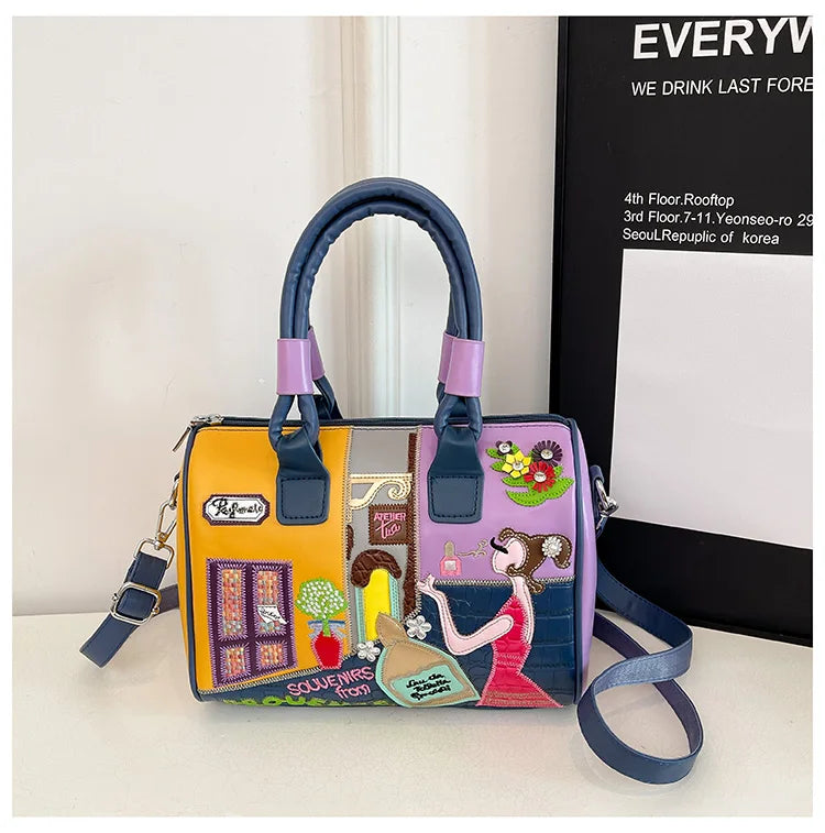 Design Patchwork Zipper 2026 Hot Sale Women's Bags Retro High Quality Women's Bags PU New Personality Stylish Shoulder Bags
