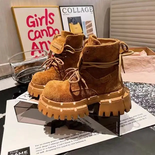 Ankle Boots for Women Designer Flats Platform Shoes Fashion Winter Dress Woman Boots 2025 New Suede Cozy Chelsea Botas De Mujer