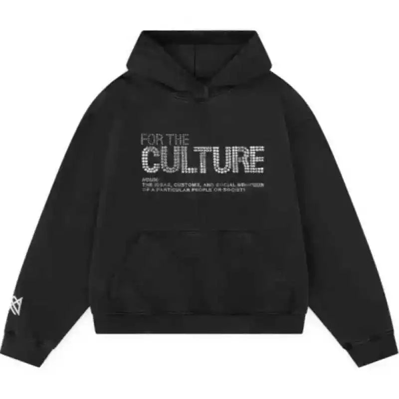 Rhinestones Decor Hoodies Woman Clothing Fashion Woman Sweatshirts Woman Clothes Outerwears Casual Hooded Shirt for Daily Wear
