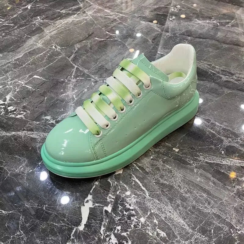 Sneakers Casual Men Designer Board Shoes Fashion Patent Leather/Denim Breathable Increased Internal Flat Platform Punk Shoes