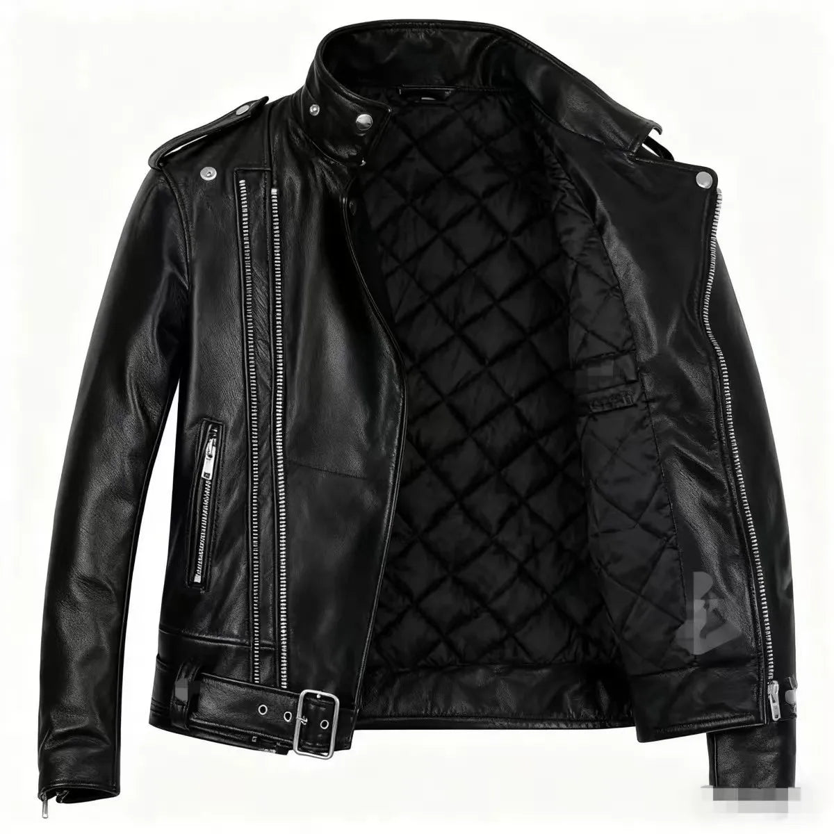 Winter and Autumn Men's Oversized Button-down PU Leather Coat with Multiple Zippers Polo Jacket, with Many Zippers