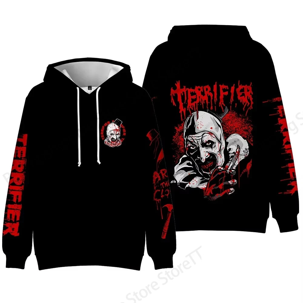 Horror Movie Terrifier Killer 3d Print Hoodie Men Women Fashion Long Sleeve Hoodies Halloween Coat Men Sweatshirt Winter Clothes