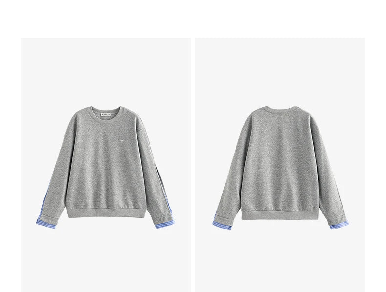 TOYOUTH Women Hoodies Sweatshirt 2025 Autumn New Patchwork Design Round Neck Long Sleeve Pullover Casual Tops