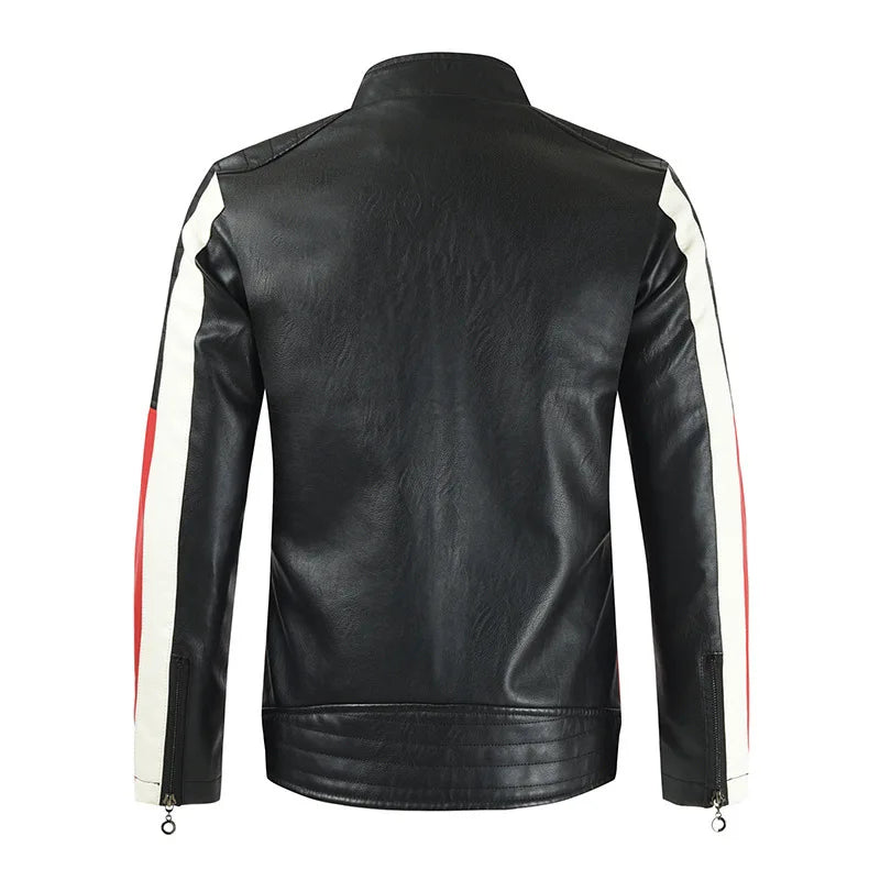 Men Slim Motorcycle Leather Jackets Casual PU Leather Coats HIgh Quality Male Stand Collar Leather Jaquetas Jackets And Coats 5X