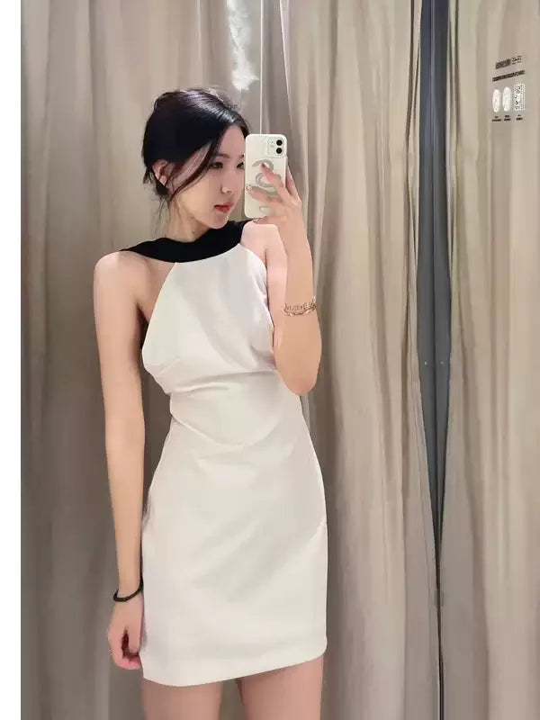 Women's Dress 2025 Halter White Mini Dress Off Shoulder Elegant Party Dresses Woman Summer Backless Short Dresses Vestidos Sexy