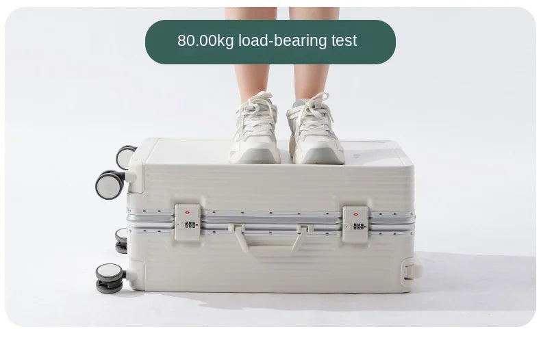 Wide Tie Rod Luggage Aluminum Frame with Durable PC Trolley Case 30 inch Multifunctional Suitcase with Large Capacity