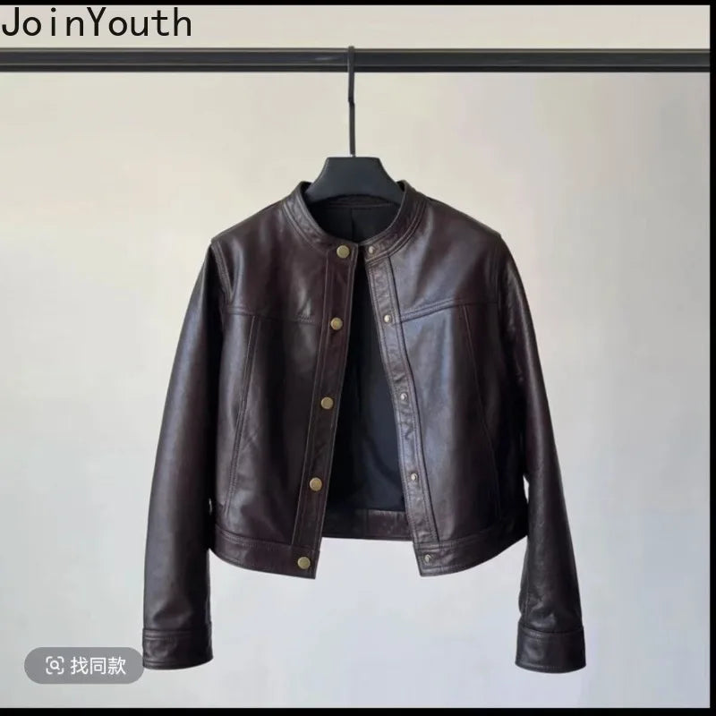 Leather Jacket Women Clothing Stand Neck Zipper Crop Tops 2026 Ropa Mujer Streetwear Casual Chic PU Coats Chaquetas Para Mujer