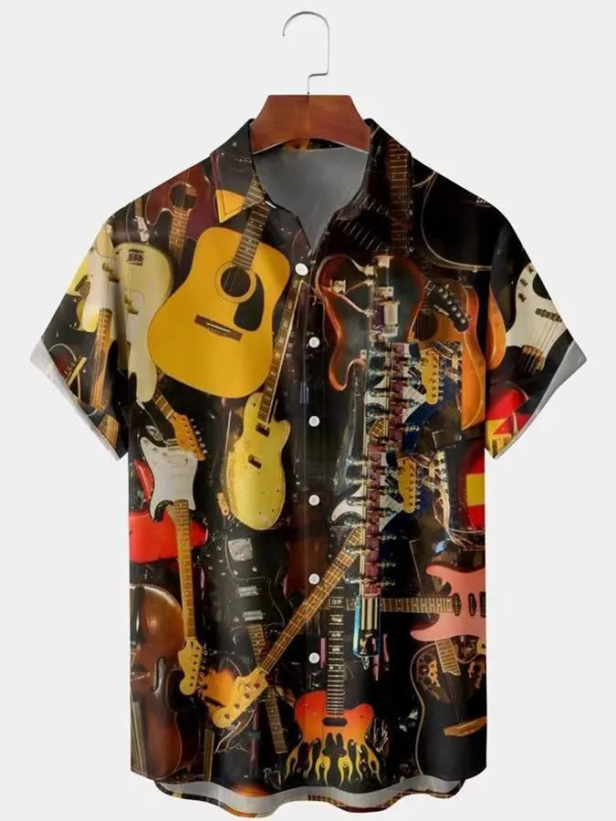 Hawaiian 3D oil painting geometric printing short sleeved top for men's fashionable clothing summer beach vacation casual shirt