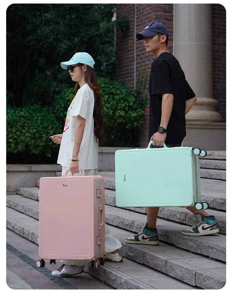 Wide Tie Rod Luggage Aluminum Frame with Durable PC Trolley Case 30 inch Multifunctional Suitcase with Large Capacity