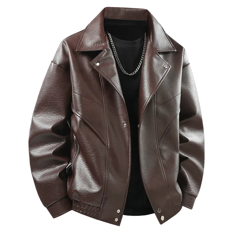 Leather Jacket Autumn Winter Outdoor Comfortable Warm Breathable Men's Jacket Sports Fitness Running Leisure Handsome Imitation