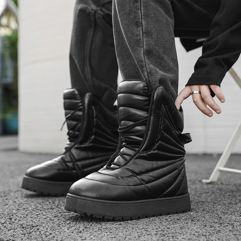 Winter Chukka Boots for Men Waterproof Snow Boots Warm Outdoor Boots Non Slip Durable Thick Sole Fashion Hiking Long Boots