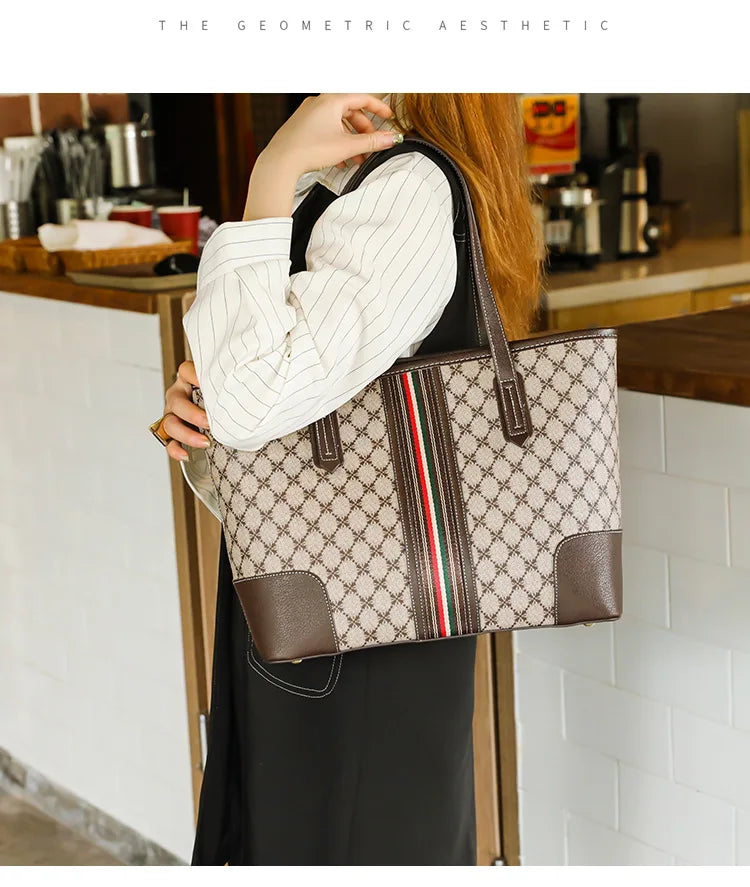 New Fashion Women's Tote Bag Trend Brand Retro Printed Shoulder Bag Large Capacity Elegant Commuter Bag Designer Luxury Handbag