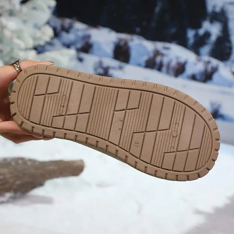 Comfort Platform Waterproof Snow Boots Women 2026 Winter Lace Up Decoration Thick Bottom Moon Boots Women Plush Short Booties