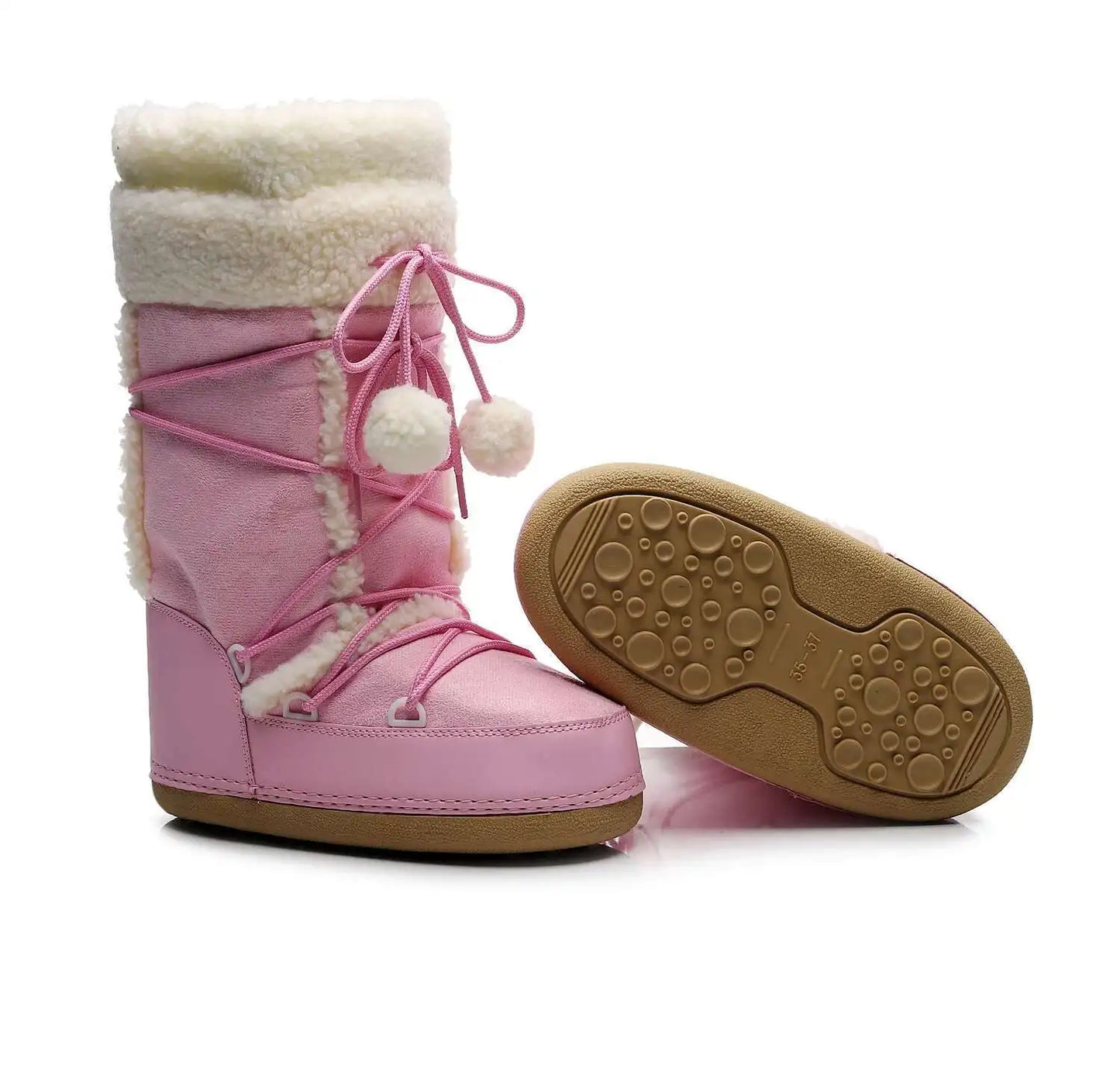 Women's Winter Boots 2026 Women Snow Boots Cold-proof Warm Mid-calf Pink Space Boots Slip-resistant Cotton Woman Winter Shoes