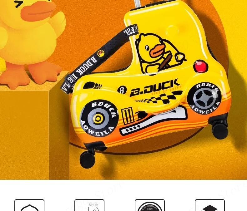 Cute Pony Cartoon Suitcase for Children Can Sit and Ride Carry on Kids Luggage Baby Trolley Case Boarding Cabin 20 Inch