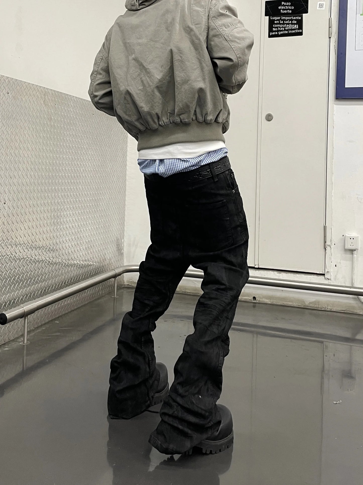 American Vibe Retro Hip Hop 3D  Dark Jeans Men Straight Leg Slimming Long Pants Vintage Washed out Fit Jeans