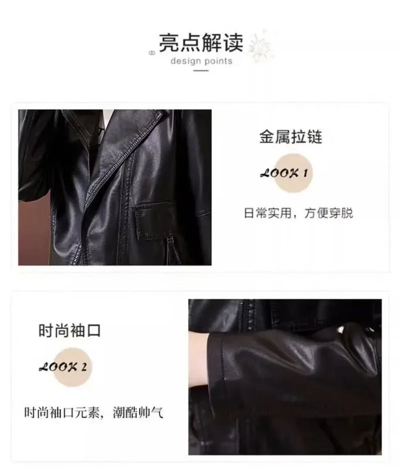 2026 Fashion Autumn PU Leather Jacket Women New Short Leather Coat Retro Lapel Sweet Motorcycle Outerwear Ladies Overcoat Top