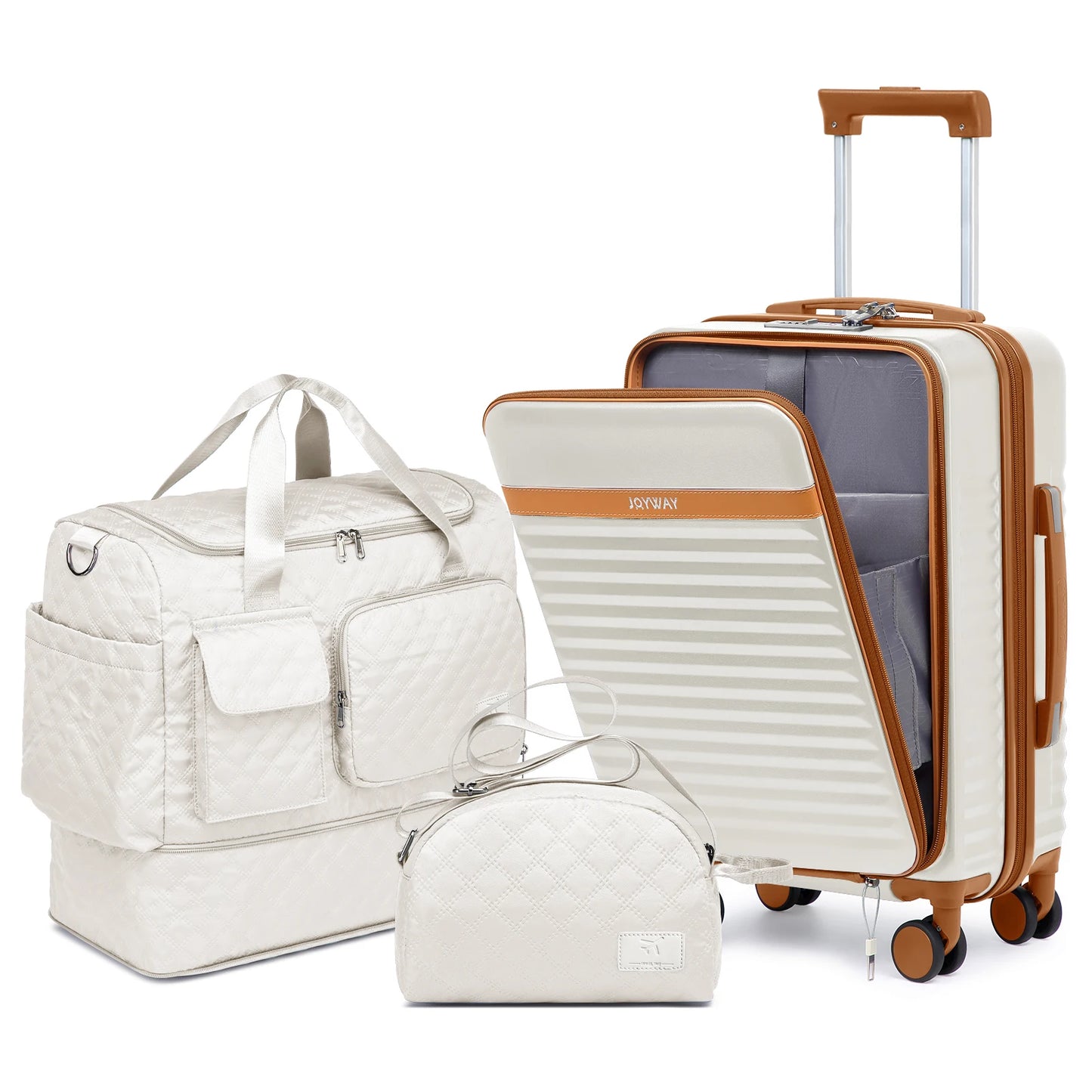 Joyway 20 inch Front-opening Luggage Suitcase with Expandable Multi-purpose Bag and Small Crossbody Bag