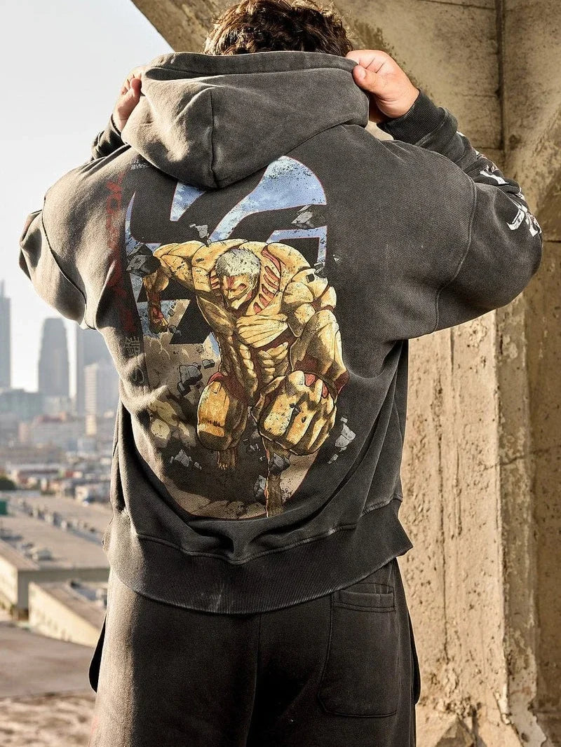 Attack on Titan Graphic Hoodies Men Grunge Streetwear Sweatshirt Tops Oversized Hoodie Gothic 2000s Harajuku Y2k Men Clothing