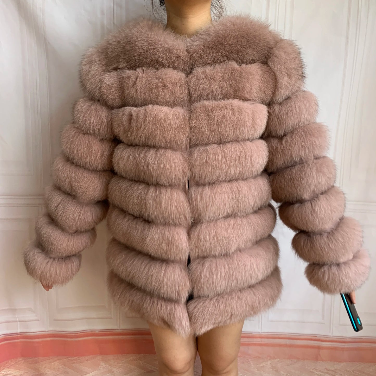 NEW Style Length Sleeves 4in1 Real Fur Coats Women Natural Real Fur Jackets Vest Winter Outerwear Women Fox Fur Coat Quality Fur