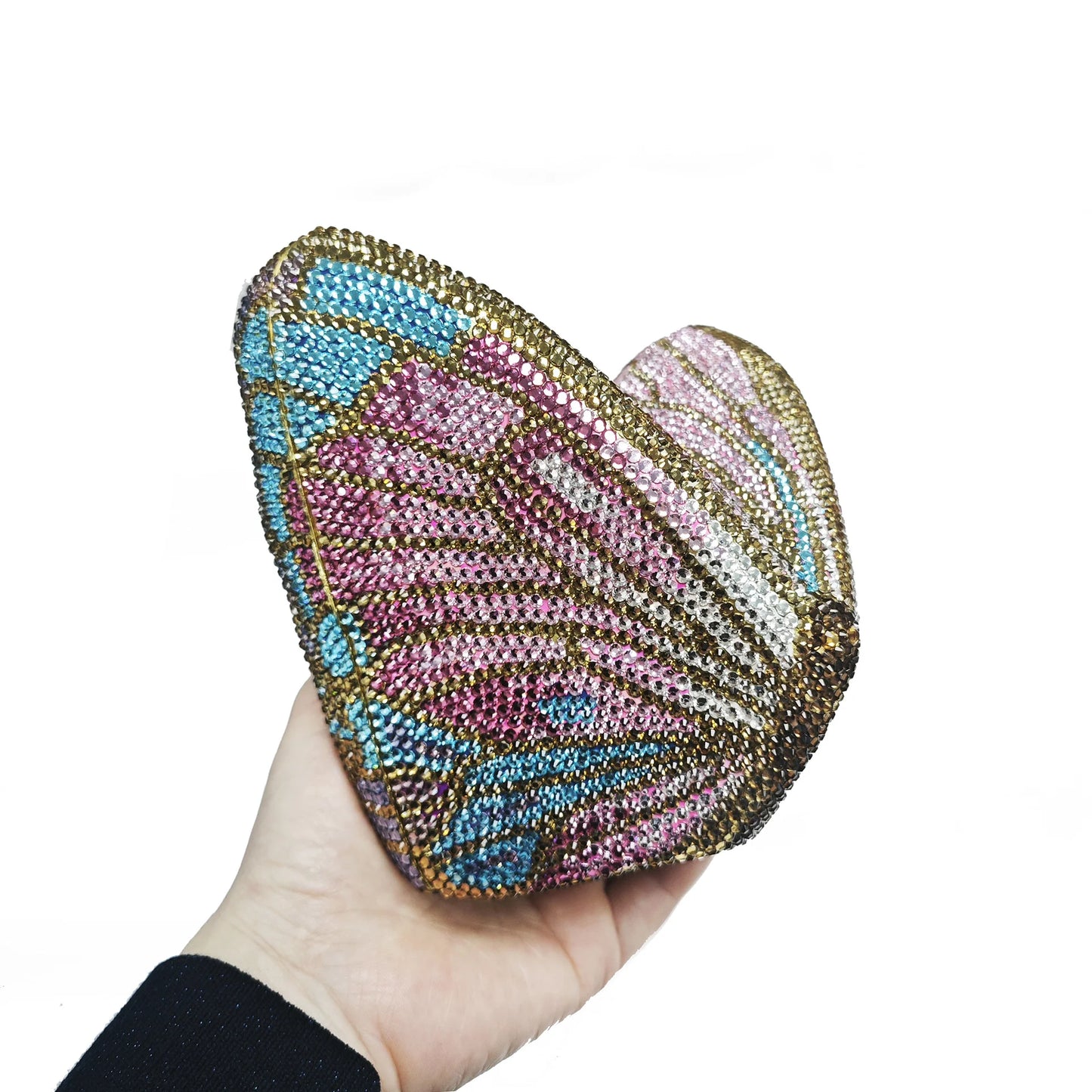 XIYUAN Butterfly Shaped Crystal Evening Bags Women Sparkling Rhinestone Clutch Purse Wedding Party Bridal Handbag Black Diamonds
