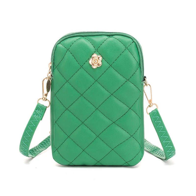 Embroidery Mobile Phone Bags Women Fashion Shoulder Bag Female Mini Crossbody Messenger Bags PU Leather Clutch Wallet Pouch