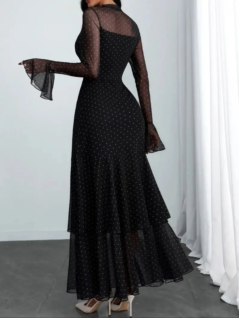 2026 Long Sleeves Evening Dress Dresses For Woman Party Wedding Temperament Sexy Slim Banquet Slit Printed Fashion Ruffles Slim