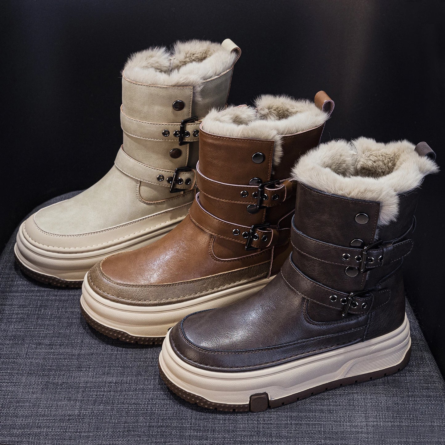 AIYUQI Women's Genuine Leather Snow Boots 2026 Winter New Platform Warm Women Mid-calf Boots Stylish Thick Boots For Women