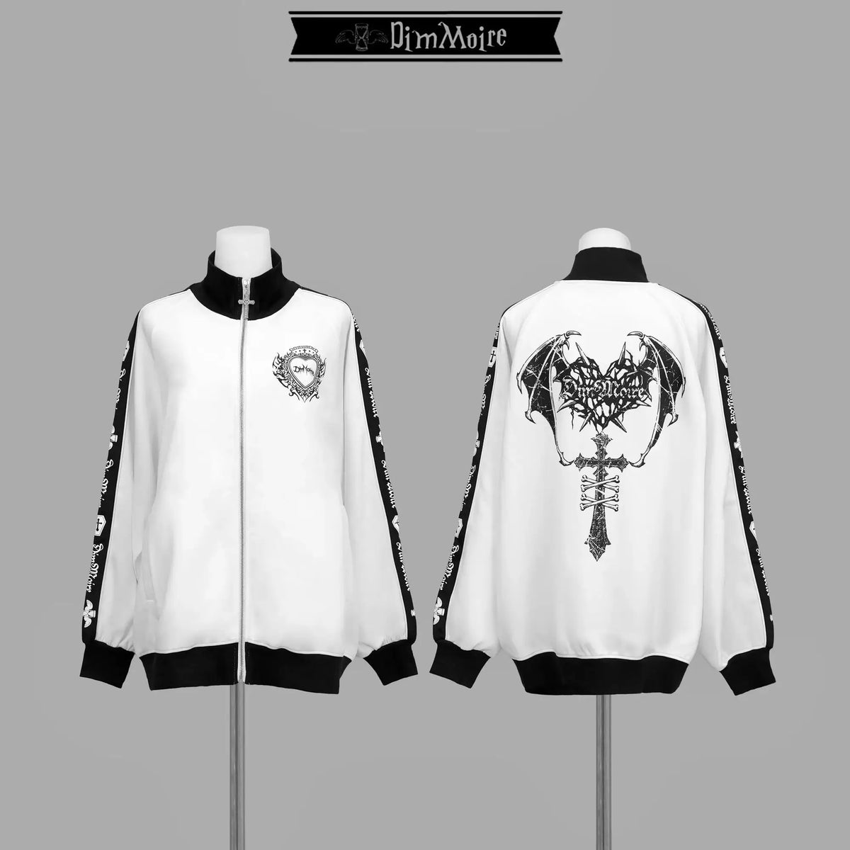 [Olmee] In Stock Jirai Kei Ryousangata Gothic Jacket Coat Outerwear Cosplay Costume Oversized Zipper Bat Cross Halloween Xmas