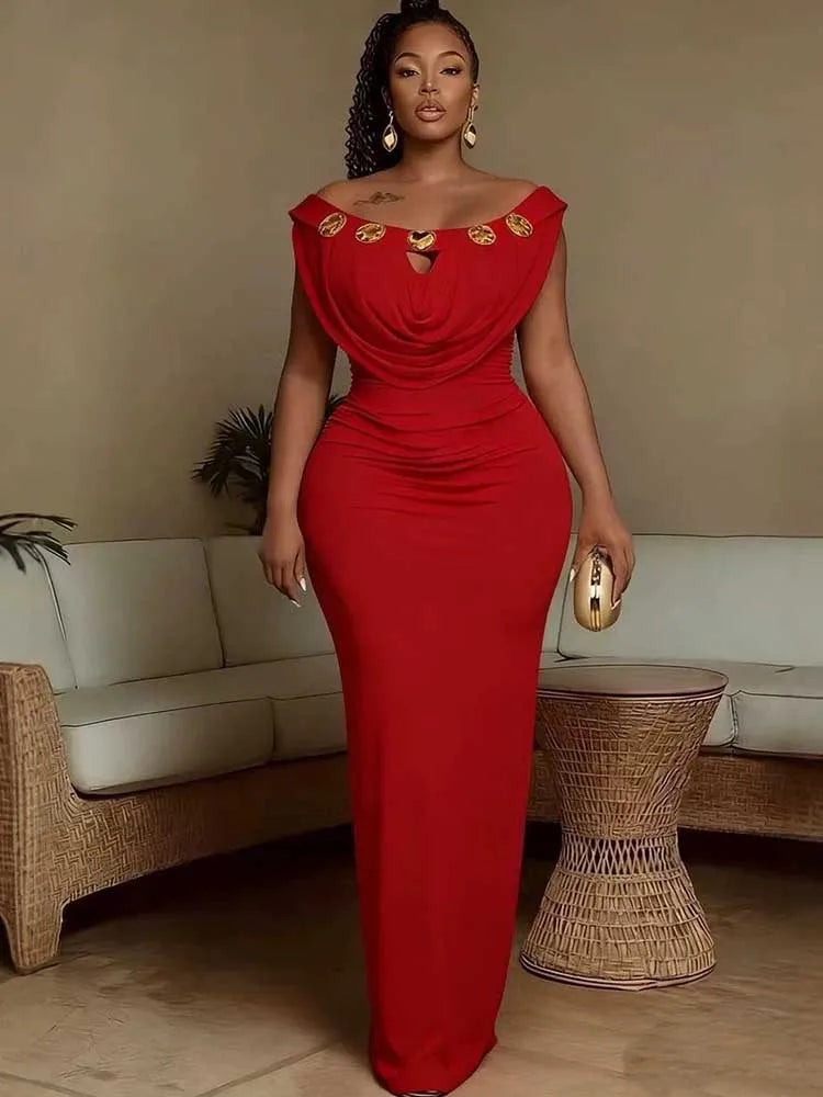 Evening Dress for Parties High Waist Slim Fit Bohemian Dress Chic Woman Wedding Invite Off Shoulder Sexy Long Dresses Elegant