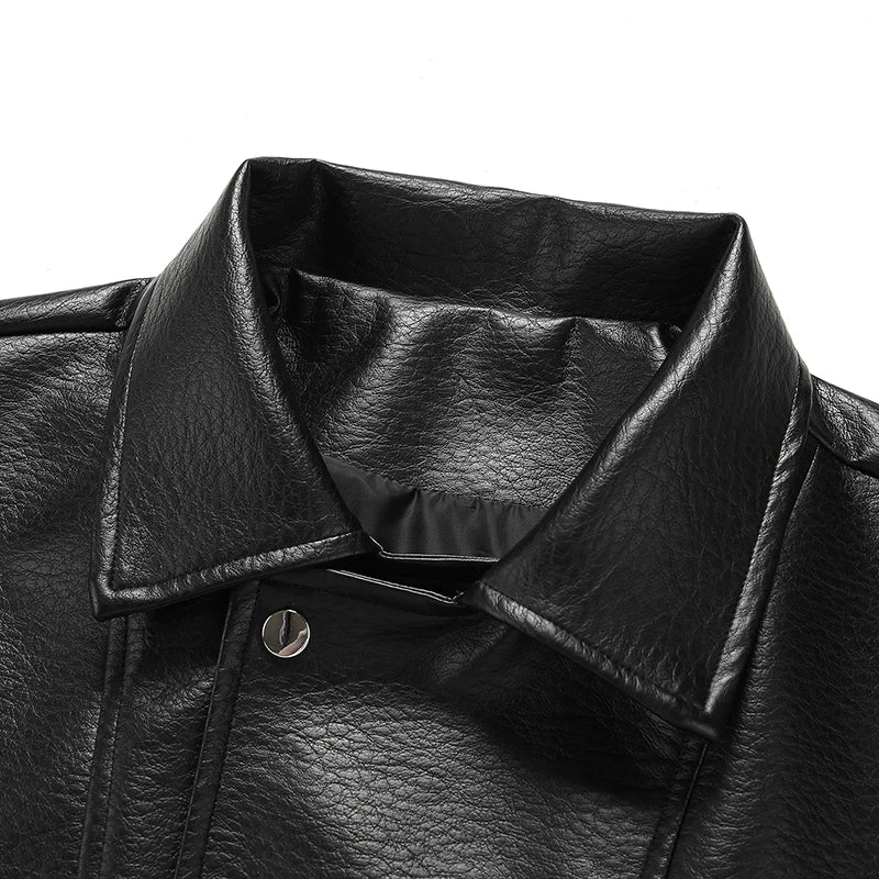 Leather Jacket Autumn Winter Outdoor Comfortable Warm Breathable Men's Jacket Sports Fitness Running Leisure Handsome Imitation