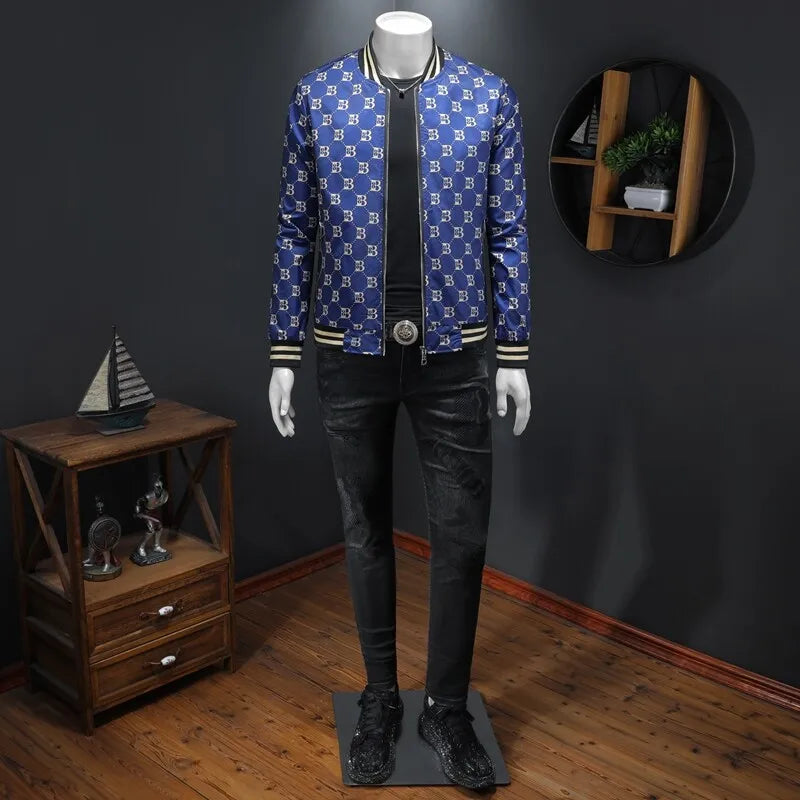 Luxury Letter Printed Baseball Jacket Men Autumn Winter Bomber Jacket Men Casual Business Windbreaker Coat Men Clothing 2025