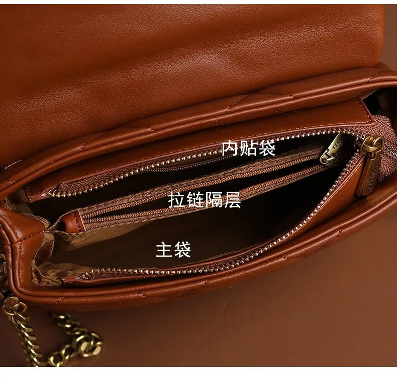 2025 new high-end diamond grid handbag fashion chain versatile shoulder crossbody bag