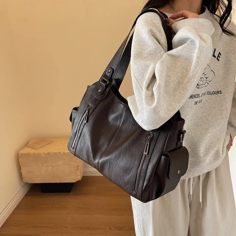Daily Business Commuting Large Capacity Tote Hand Bags Soft Leather Shoulder Crossbody Bags for Women Handbags Sturdy Durable