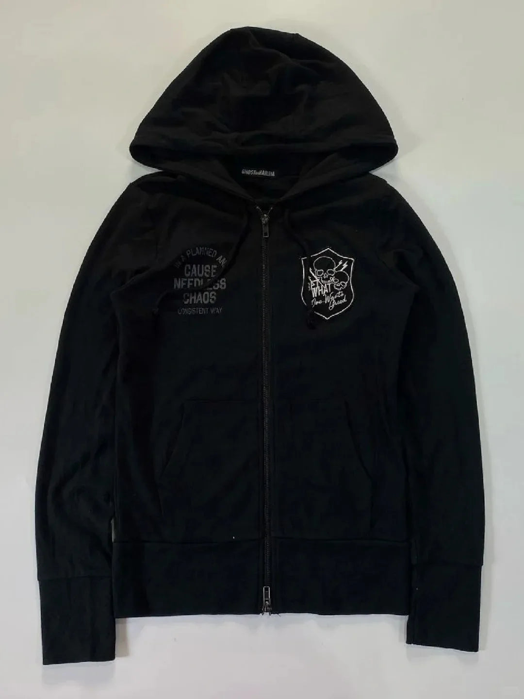 Winter Women's Skull Punk High Street Vintage Y2k Hoodies Zip-up Harajuku Hip Hop Hooded Streetwear Goth Girl Casual Hoodie 90s