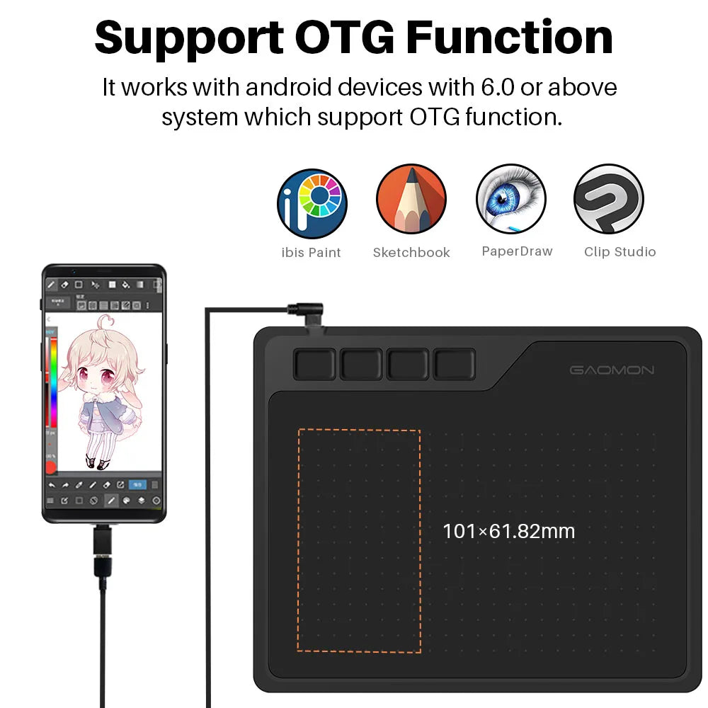Gaomon S620 Digital Tablet 6.5x4 Inch Portable Thin Graphics Tablets for Drawing Playing OSU, Easy Android Phone Connection