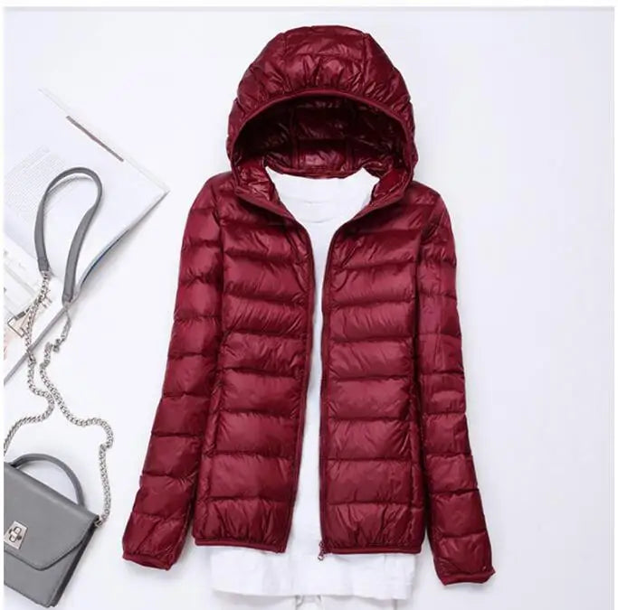 90% Ultralight Duck Down Jacket Women's Winter Hooded Short Slim Fit Down Jacket 2024 Fall/Winter Women's Down Jacket