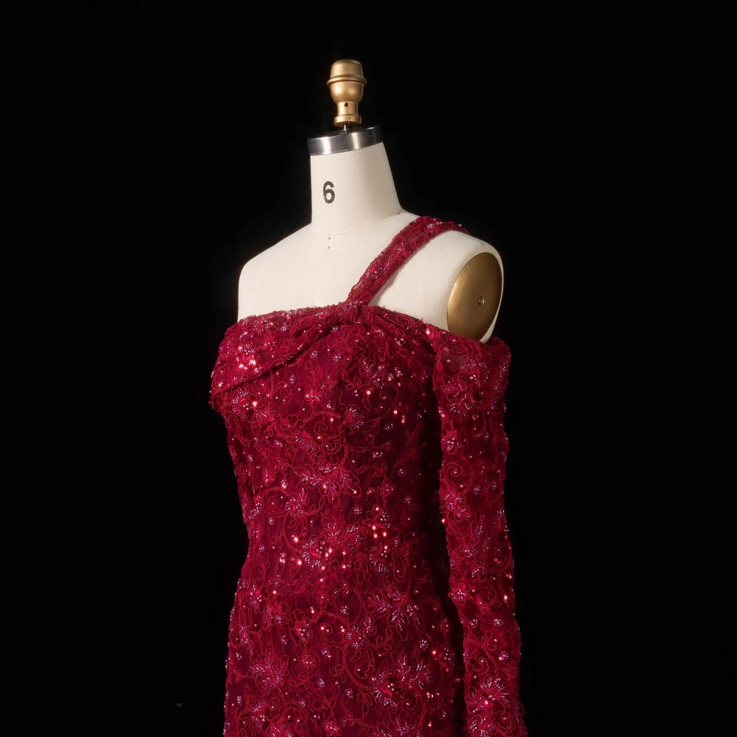 Sharon Said Dubai Elegant Wine Red Mermaid Evening Dress with Heavy Floral Beaded Women Wedding Formal Gown SF459 Customized