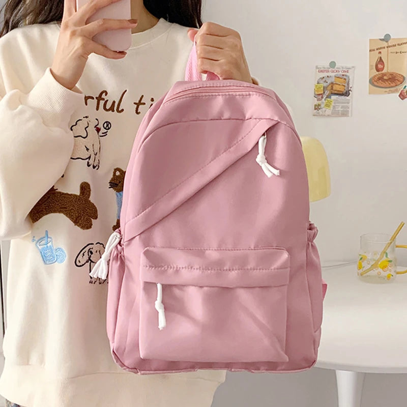 School Large Capcity Nylon Solid Color Backpack Handbag Pencil Case Casual Fashion Shoulder Bag For Women