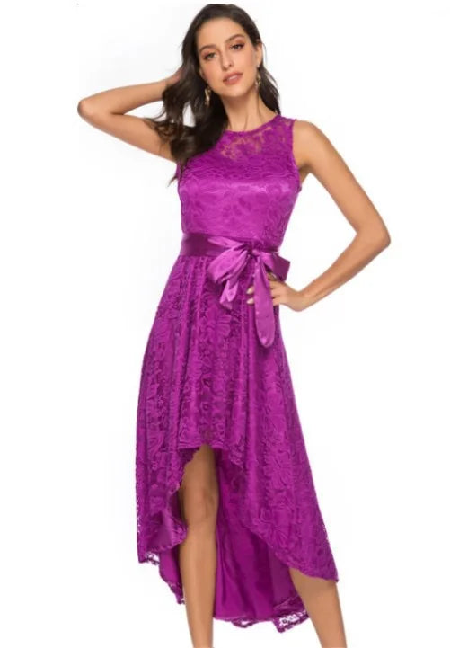 Women's Luxury Wedding Bridesmaid Dresses Elegant Lace Evening Sweet Party Dress Plus Size Slim High Waist Bow Maxi Dresses
