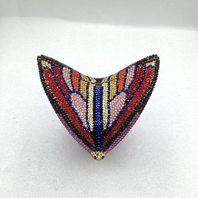 Women Butterfly Diamonds Evening Clutch Purse Luxury Metal Gems Evening Bags Dinner Party Handbag and Purses Bridal Crystals Bag